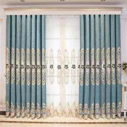 Rideaux Semi-Occultants En Chenille Brodés De Fleurs Européennes Pour Salon Et Chambre À Coucher