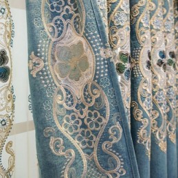 Rideaux Semi-Occultants En Chenille Brodés De Fleurs Européennes Pour Salon Et Chambre À Coucher