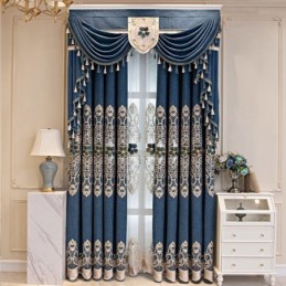 Rideaux Semi-Occultants En Chenille Brodés De Fleurs Européennes Pour Salon Et Chambre À Coucher