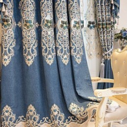 Rideaux Semi-Occultants En Chenille Brodés De Fleurs Européennes Pour Salon Et Chambre À Coucher