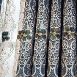 Rideaux Semi-Occultants En Chenille Brodés De Fleurs Européennes Pour Salon Et Chambre À Coucher