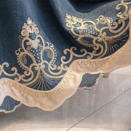 Rideaux Semi-Occultants En Chenille Brodés De Fleurs Européennes Pour Salon Et Chambre À Coucher