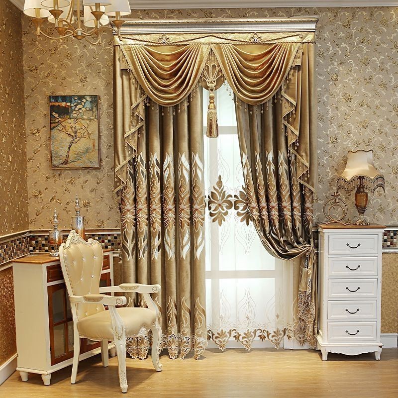 Rideau Brodé En Chenille Sur Mesure, Semi-Occultant, Motif Floral Européen, Pour Salon Et Chambre À Coucher