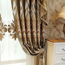 Rideau Brodé En Chenille Sur Mesure, Semi-Occultant, Motif Floral Européen, Pour Salon Et Chambre À Coucher
