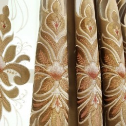 Rideau Brodé En Chenille Sur Mesure, Semi-Occultant, Motif Floral Européen, Pour Salon Et Chambre À Coucher