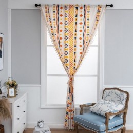 Rideaux En Lin De Style Nordique À Imprimé Géométrique Pour Salon Et Chambre À Coucher
