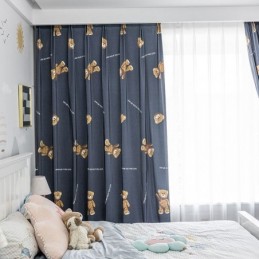Rideau En Coton Sur Mesure Imprimé Ours Style Enfant