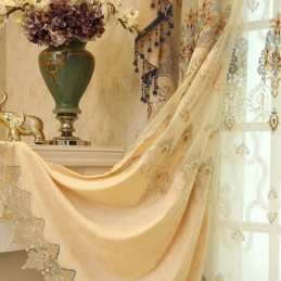 Rideau Semi-Occultant Sur Mesure, Broderie Florale Européenne, Imitation Cachemire, Pour Salon