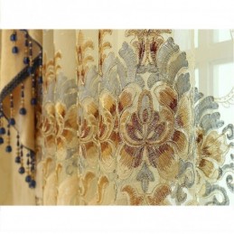 Rideau Semi-Occultant Sur Mesure, Broderie Florale Européenne, Imitation Cachemire, Pour Salon