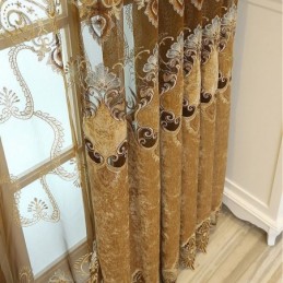 Rideau Semi-Occultant Sur Mesure, Broderie Florale Européenne, Imitation Cachemire, Pour Salon