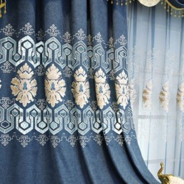 Rideau Semi-Occultant En Chenille Sur Mesure, Broderie Florale Européenne, Pour Salon Et Chambre À Coucher