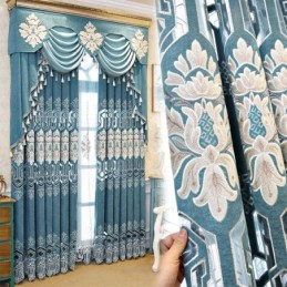 Rideau Semi-Occultant En Chenille Sur Mesure, Broderie Florale Européenne, Pour Salon Et Chambre À Coucher