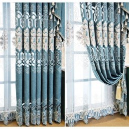 Rideau Semi-Occultant En Chenille Sur Mesure, Broderie Florale Européenne, Pour Salon Et Chambre À Coucher