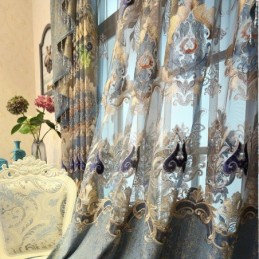 Rideau Semi-Occultant En Chenille Sur Mesure, Broderie Florale Européenne, Pour Salon Et Chambre À Coucher