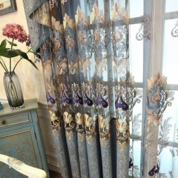 Rideau Semi-Occultant En Chenille Sur Mesure, Broderie Florale Européenne, Pour Salon Et Chambre À Coucher