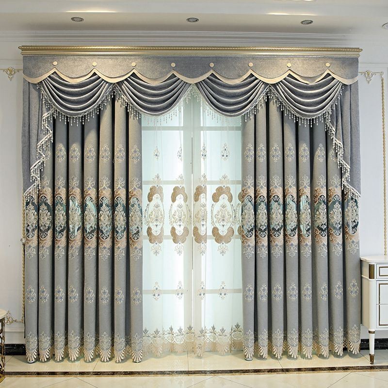 Rideau Semi-Occultant En Chenille Sur Mesure, Broderie Florale Européenne, Pour Salon Et Chambre À Coucher