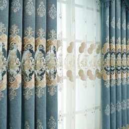 Rideau Semi-Occultant En Chenille Sur Mesure, Broderie Florale Européenne, Pour Salon Et Chambre À Coucher