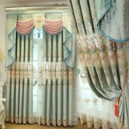 Rideau Semi-Occultant En Chenille Sur Mesure, Broderie Florale Européenne, Pour Salon Et Chambre À Coucher