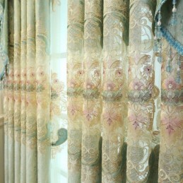Rideau Semi-Occultant En Chenille Sur Mesure, Broderie Florale Européenne, Pour Salon Et Chambre À Coucher