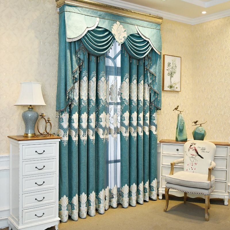 Rideau Brodé Sur Mesure, Motif Floral Européen, Semi-Occultant, Pour Salon Et Chambre À Coucher