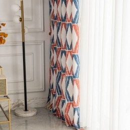 Rideau Chenille Sur Mesure, Imprimé Losanges, Style Nordique, Occultant