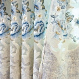 Rideau Européen En Chenille Sur Mesure, Broderie Florale, Pour Salon Et Chambre À Coucher