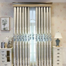 Rideau Européen En Chenille Sur Mesure, Broderie Florale, Pour Salon Et Chambre À Coucher