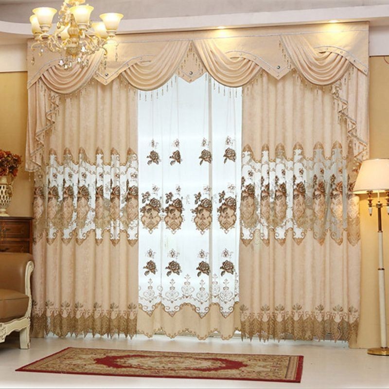 Rideau Semi-Occultant En Chenille Sur Mesure, Style Européen, Broderie Florale, Pour Salon Et Chambre À Coucher