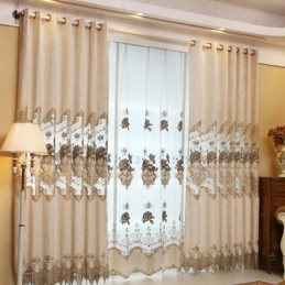 Rideau Semi-Occultant En Chenille Sur Mesure, Style Européen, Broderie Florale, Pour Salon Et Chambre À Coucher