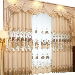 Rideau Semi-Occultant En Chenille Sur Mesure, Style Européen, Broderie Florale, Pour Salon Et Chambre À Coucher