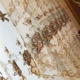 Rideau Semi-Occultant En Chenille Sur Mesure, Style Européen, Broderie Florale, Pour Salon Et Chambre À Coucher