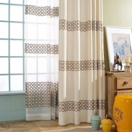 Rideau Occultant En Coton Et Lin, Sur Mesure, Motif Géométrique Nordique Brodé, Pour Salon Et Chambre À Coucher
