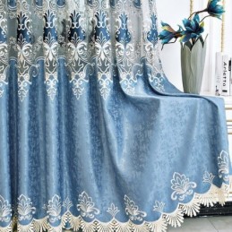 Rideau Semi-Occultant Sur Mesure, Broderie Florale Européenne, Pour Salon Et Chambre À Coucher