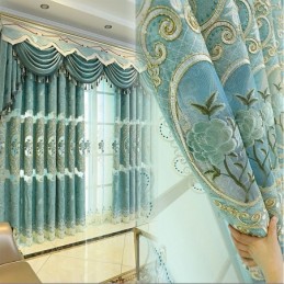 Rideau Semi-Occultant Européen Sur Mesure, Broderie Florale En Chenille, Pour Salon Et Chambre À Coucher