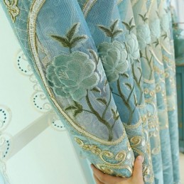 Rideau Semi-Occultant Européen Sur Mesure, Broderie Florale En Chenille, Pour Salon Et Chambre À Coucher