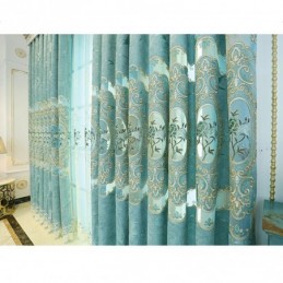Rideau Semi-Occultant Européen Sur Mesure, Broderie Florale En Chenille, Pour Salon Et Chambre À Coucher
