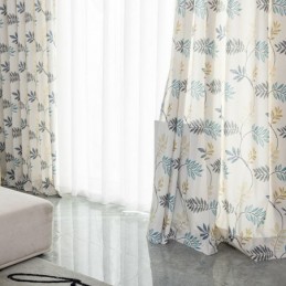 Rideau En Coton Sur Mesure, Style Nordique, Imprimé Feuilles