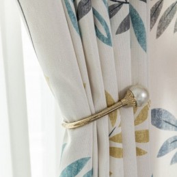 Rideau En Coton Sur Mesure, Style Nordique, Imprimé Feuilles