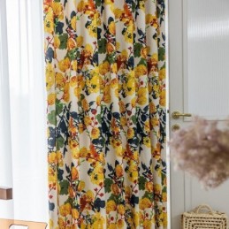 Rideau En Coton Sur Mesure, Imprimé Végétal, Style Nordique