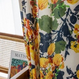 Rideau En Coton Sur Mesure, Imprimé Végétal, Style Nordique