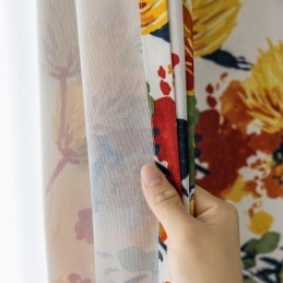 Rideau En Coton Sur Mesure, Imprimé Végétal, Style Nordique