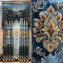 Rideau Semi-Occultant En Chenille Sur Mesure, Broderie Florale Européenne, Pour Salon Et Chambre À Coucher