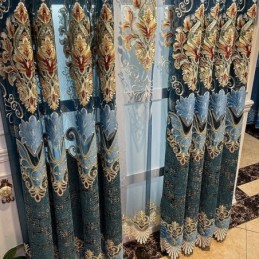Rideau Semi-Occultant En Chenille Sur Mesure, Broderie Florale Européenne, Pour Salon Et Chambre À Coucher