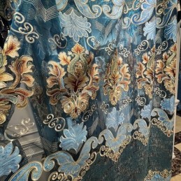 Rideau Semi-Occultant En Chenille Sur Mesure, Broderie Florale Européenne, Pour Salon Et Chambre À Coucher
