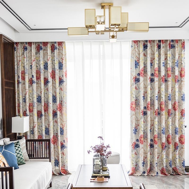 Rideau De Style Nordique Sur Mesure En Coton Imprimé Floral