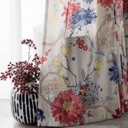 Rideau De Style Nordique Sur Mesure En Coton Imprimé Floral