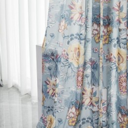 Rideau De Style Nordique Sur Mesure En Coton Imprimé Floral