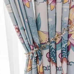 Rideau De Style Nordique Sur Mesure En Coton Imprimé Floral