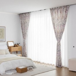 Rideau De Style Nordique Sur Mesure En Coton Imprimé Végétal
