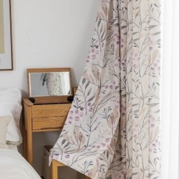 Rideau De Style Nordique Sur Mesure En Coton Imprimé Végétal